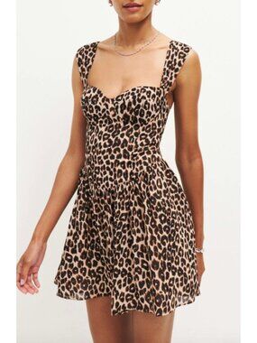 Reformation Taiga Leopard Print Mini Dress In Leo Size 2